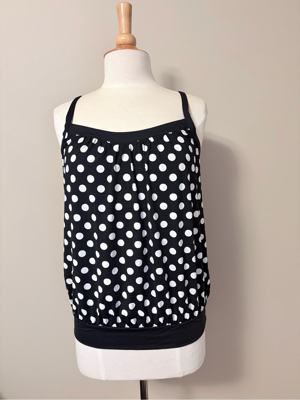Lands' End Black and White Polka Dot Camisole Size 10